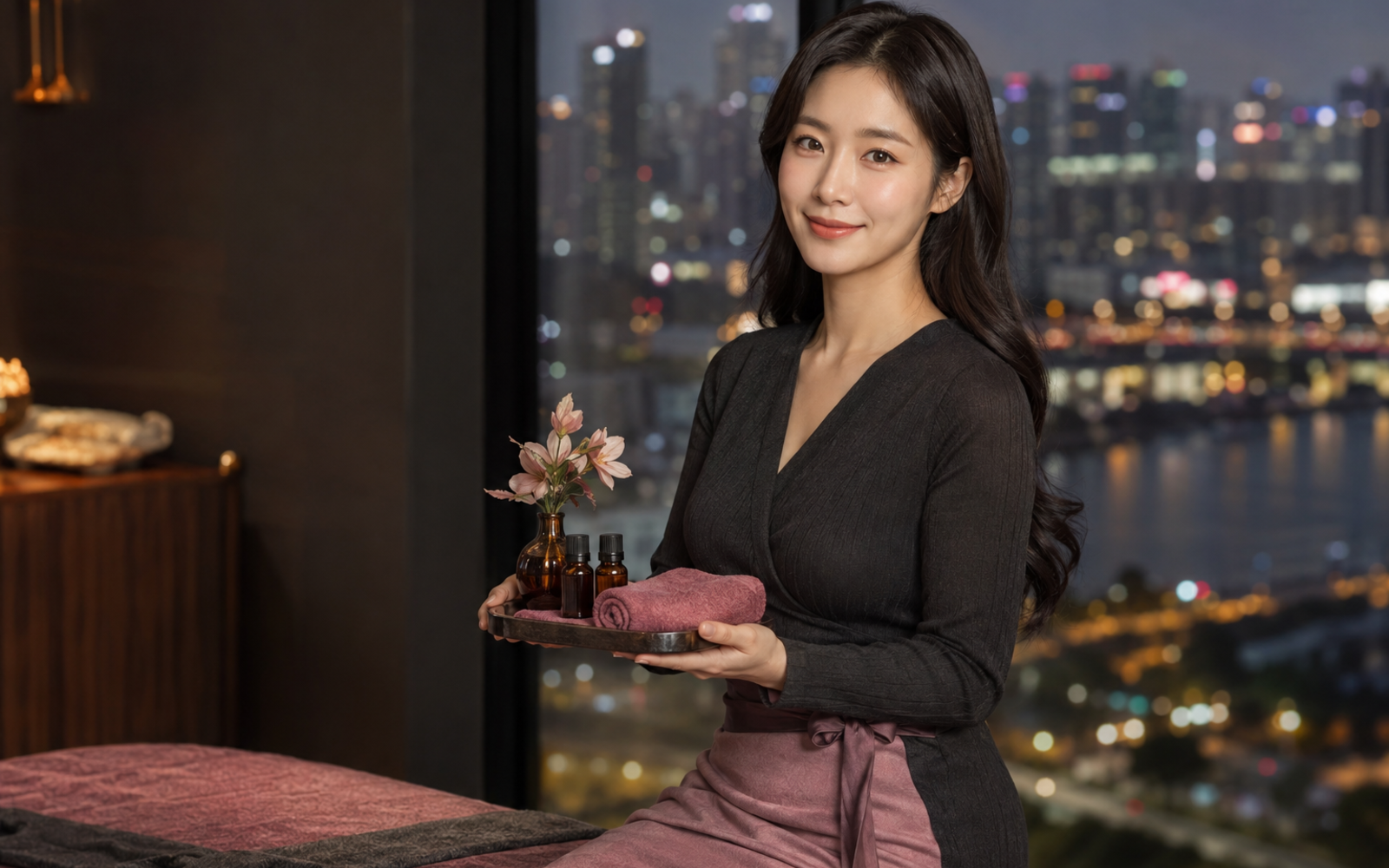 부천 방문 홈케어를 안내하는 젊은 성인 한국 여성 관리사