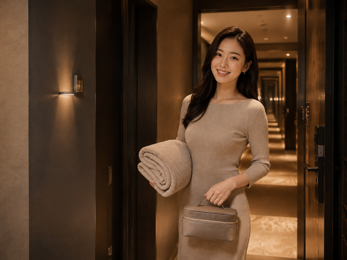 부천 방문 홈케어 일정을 준비하는 젊은 성인 한국 여성 관리사